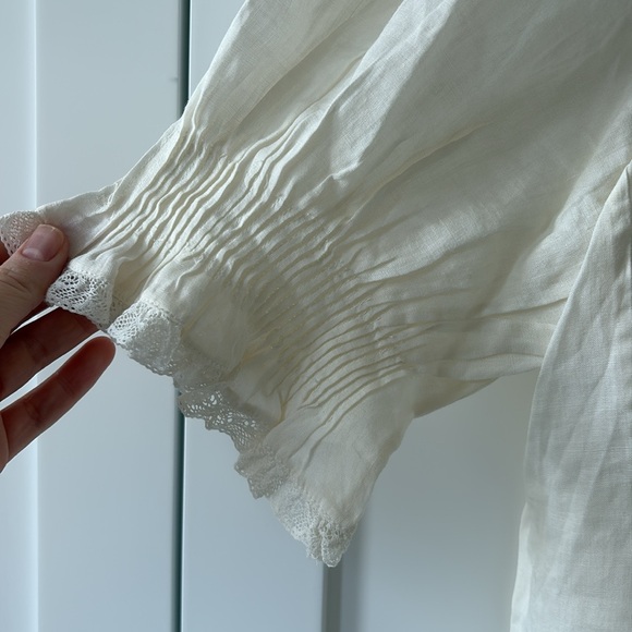 DÔEN Piper Belted Ruffled Ramie Mini Dress — Ivory | Size S | Perfect Condition - Picture 5 of 11